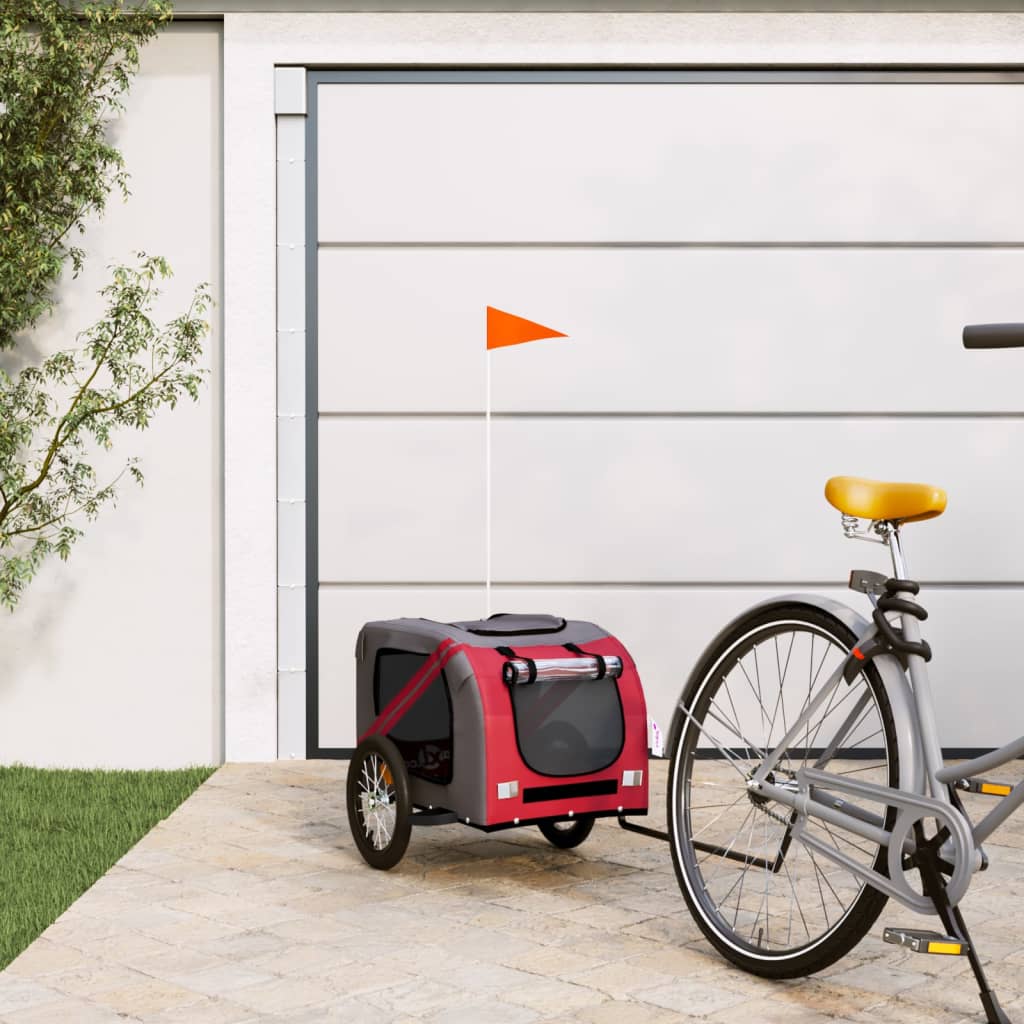 VidaXL Dog bike trailer Oxford fabric and iron red and gray