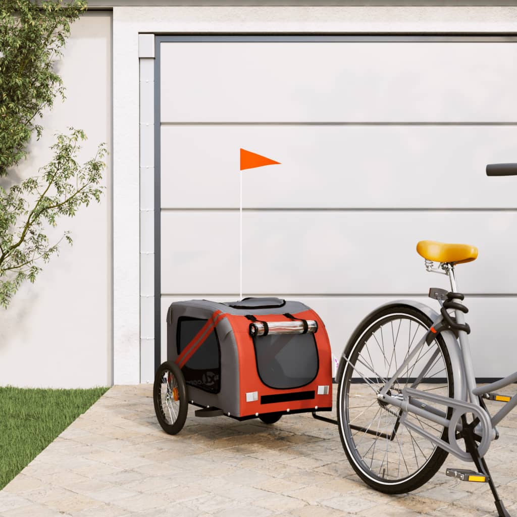 Vidaxl Dog Bike Trailer Oxford Stof og Iron Orange og Black