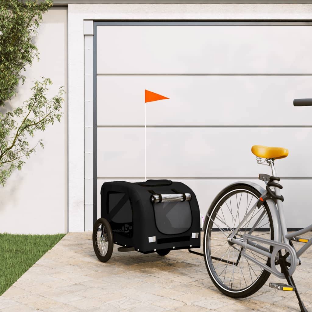 Vidaxl Dog Bike Trailer Oxford Fabric i żelaza czarna