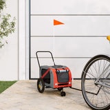 Vidaxl Dog Bike Trailer Oxford Fabric and Iron Orange and Black