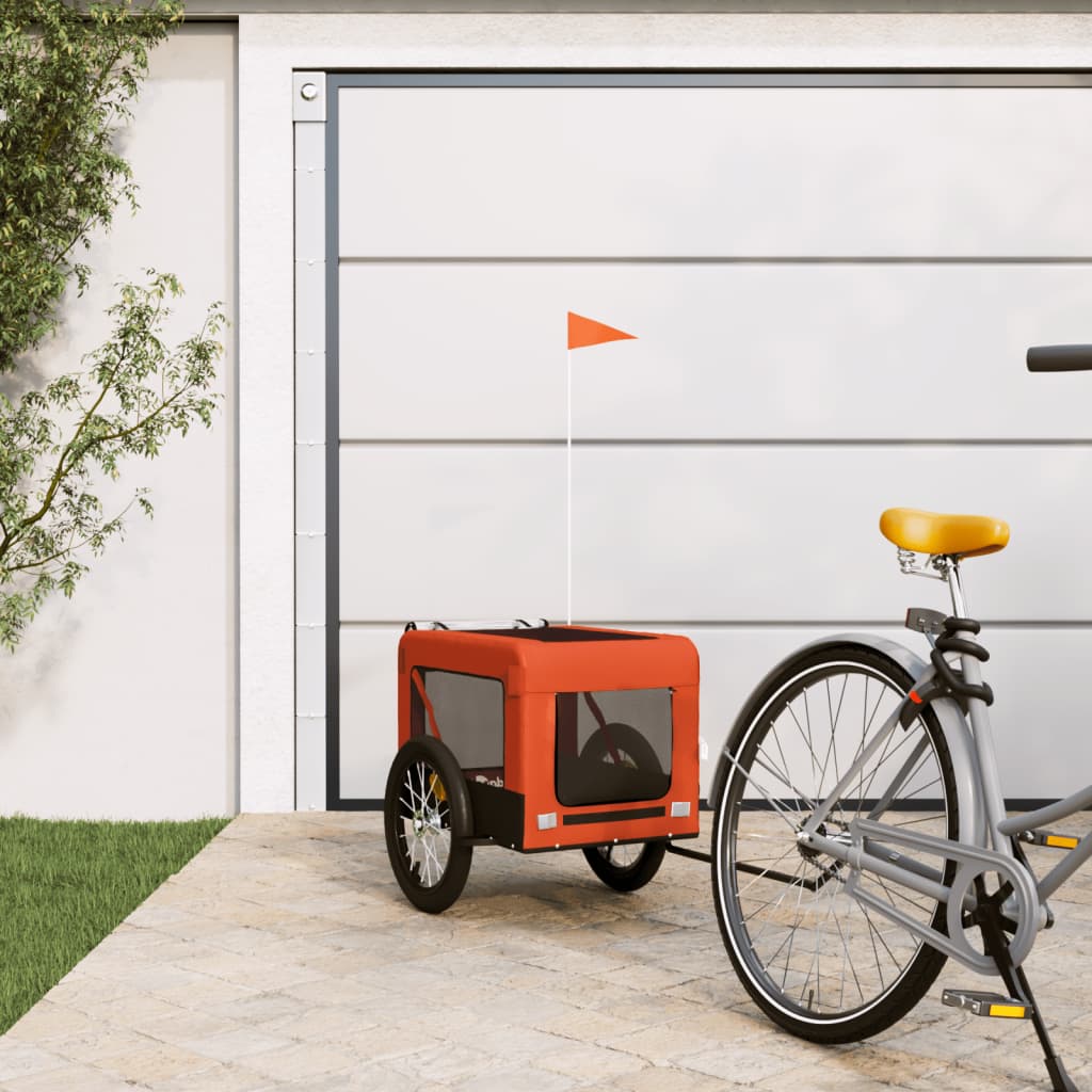 Vidaxl Dog Bike Trailer Oxford Fabric et Iron Orange and Black