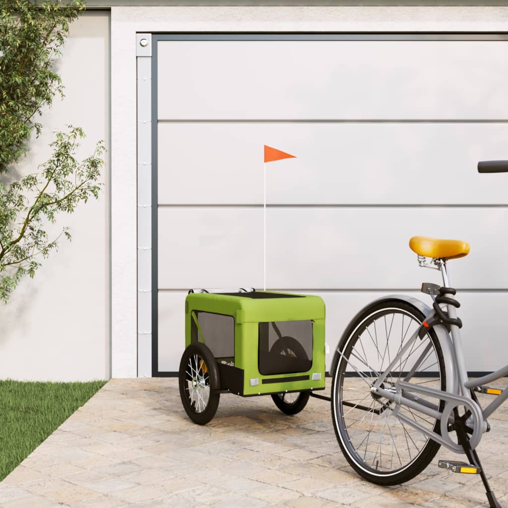 Vidaxl Dog Bike Trailer Oxford Fabric et Green et noir