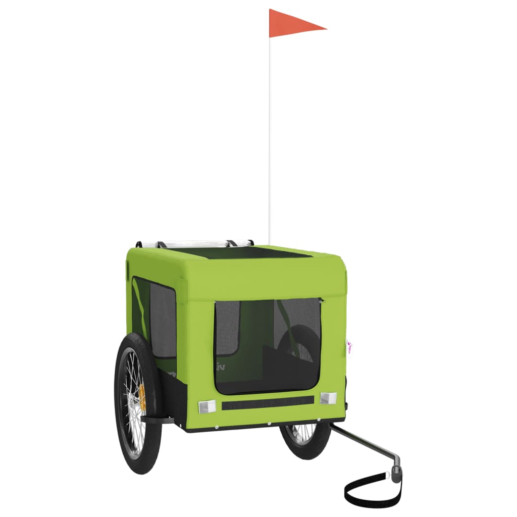 Vidaxl Dog Bike Trailer Oxford Tessuto e ferro verde e nero