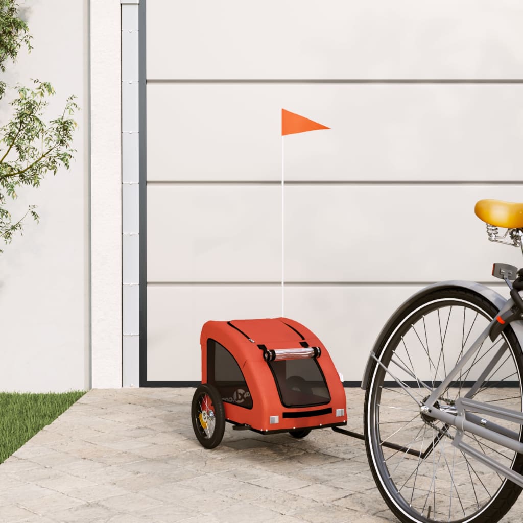 Vidaxl Dog Bike Trailer Tessuto Oxford e Orange di ferro