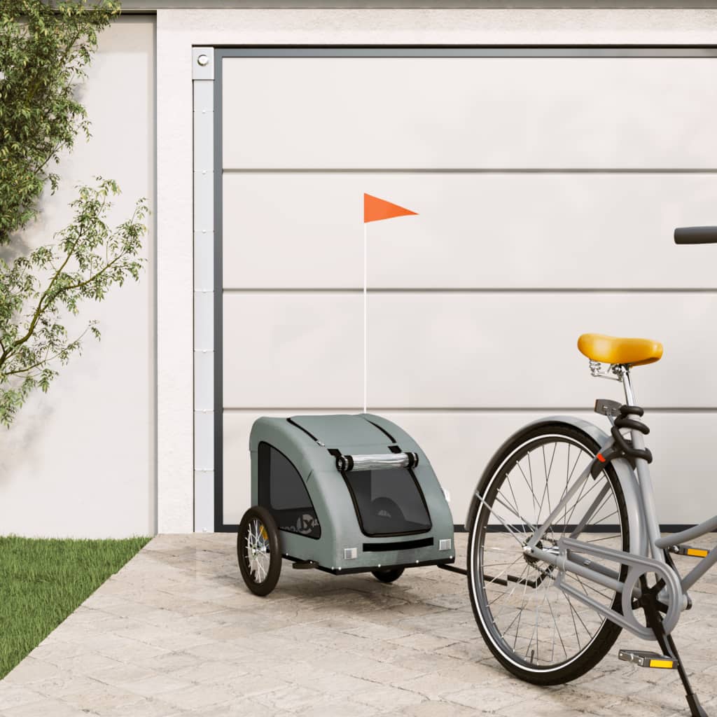 Vidaxl Dog Bike Trailer Tessuto Oxford e grigio ferro