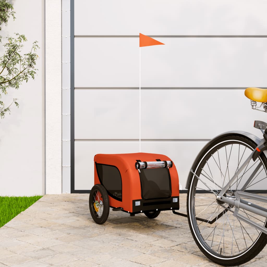 Vidaxl Dog bike trailer Oxford fabric and iron orange and black