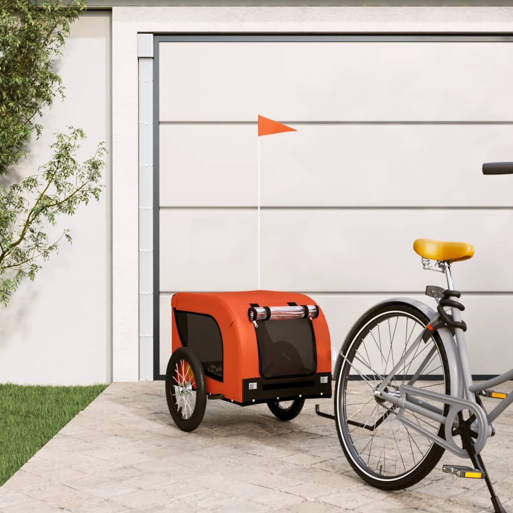 Vidaxl Dog Bike Trailer Oxford Stof og Iron Orange og Black