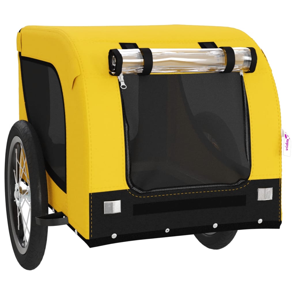 Vidaxl Dog Bike Trailer Oxford Fabric et Fon Jaune et noir