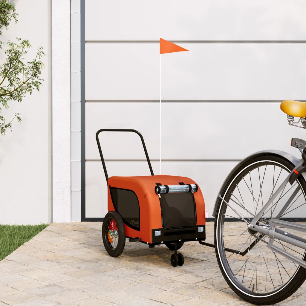 Vidaxl Dog Bike Trailer Oxford Stof og Iron Orange og Black