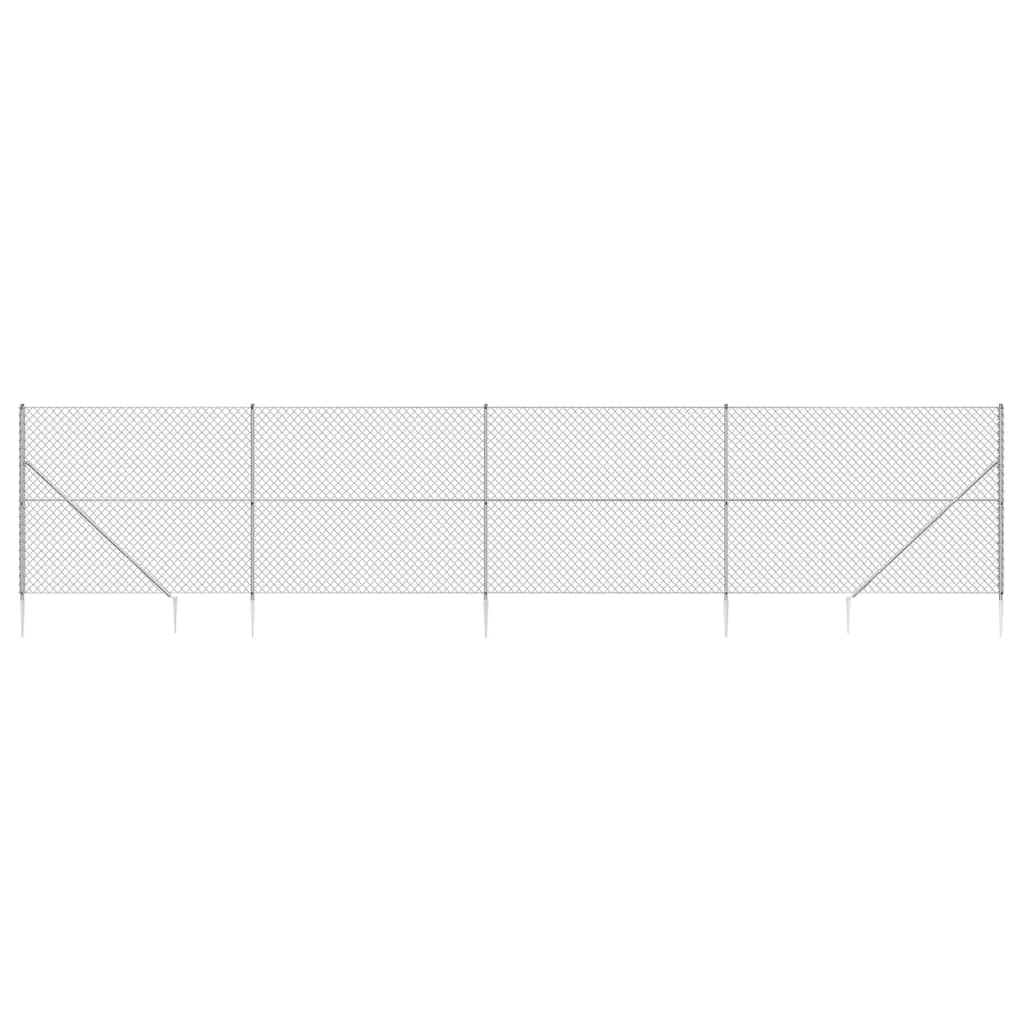 VidaXL mesh fence with ground anchors 1.8x10 m silver colored