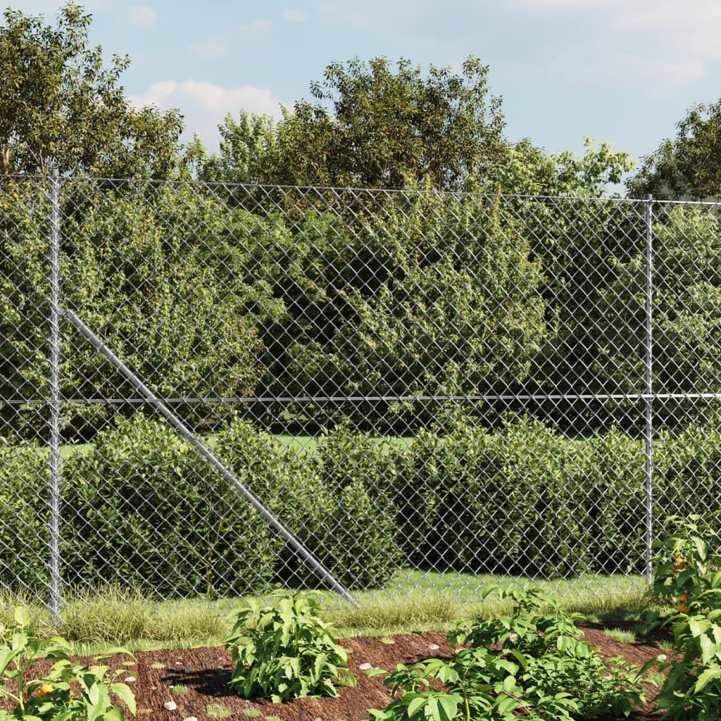 VidaXL mesh fence with ground anchors 1.8x10 m silver colored