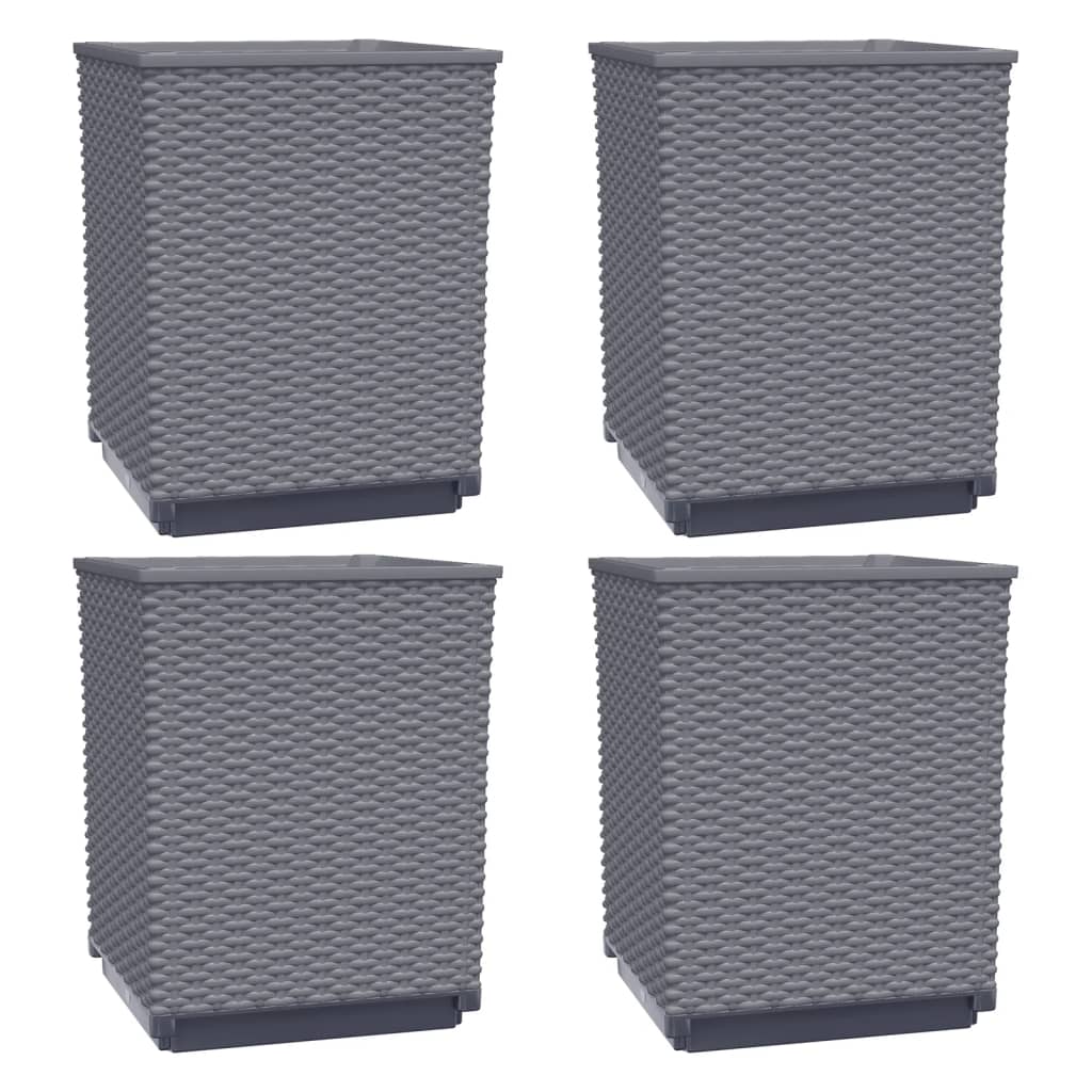 Vidaxl Planters 4 ST 30x30x37 cm en polypropène gris foncé