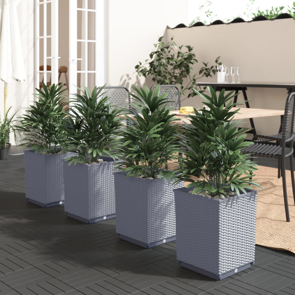 Vidaxl Planters 4 St 30x30x37 cm polypropen mørkegrå