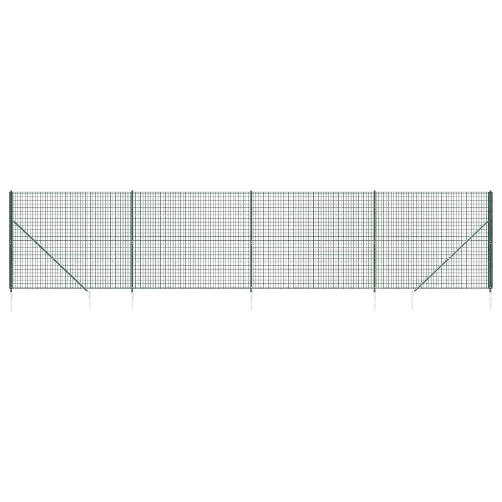 Vidaxl Wire mesh fet with ground anchors 1.8x10 m green