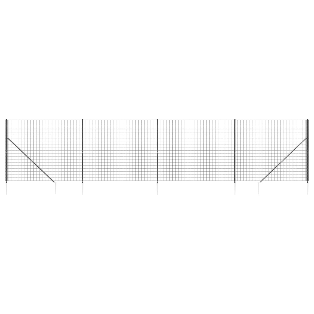 Vidaxl Wire Mesh Fet med markförankringar 1,6x10 M Anthracite -färgad