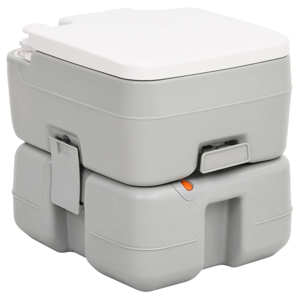 Vidaxl Camping Toilet Portable 15 + 10 L HDPE Gris et blanc