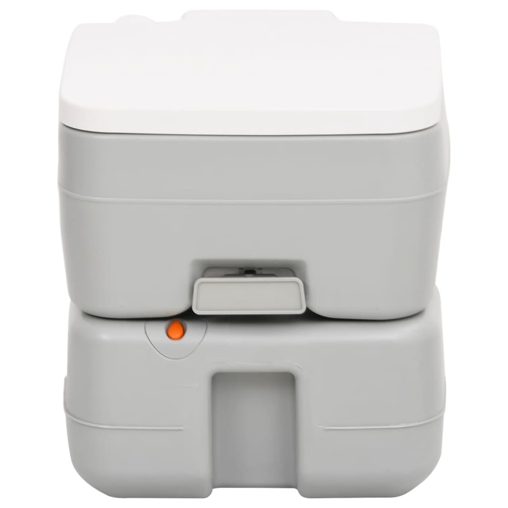 Vidaxl Camping Toilet Portable 15 + 10 L HDPE Gris et blanc