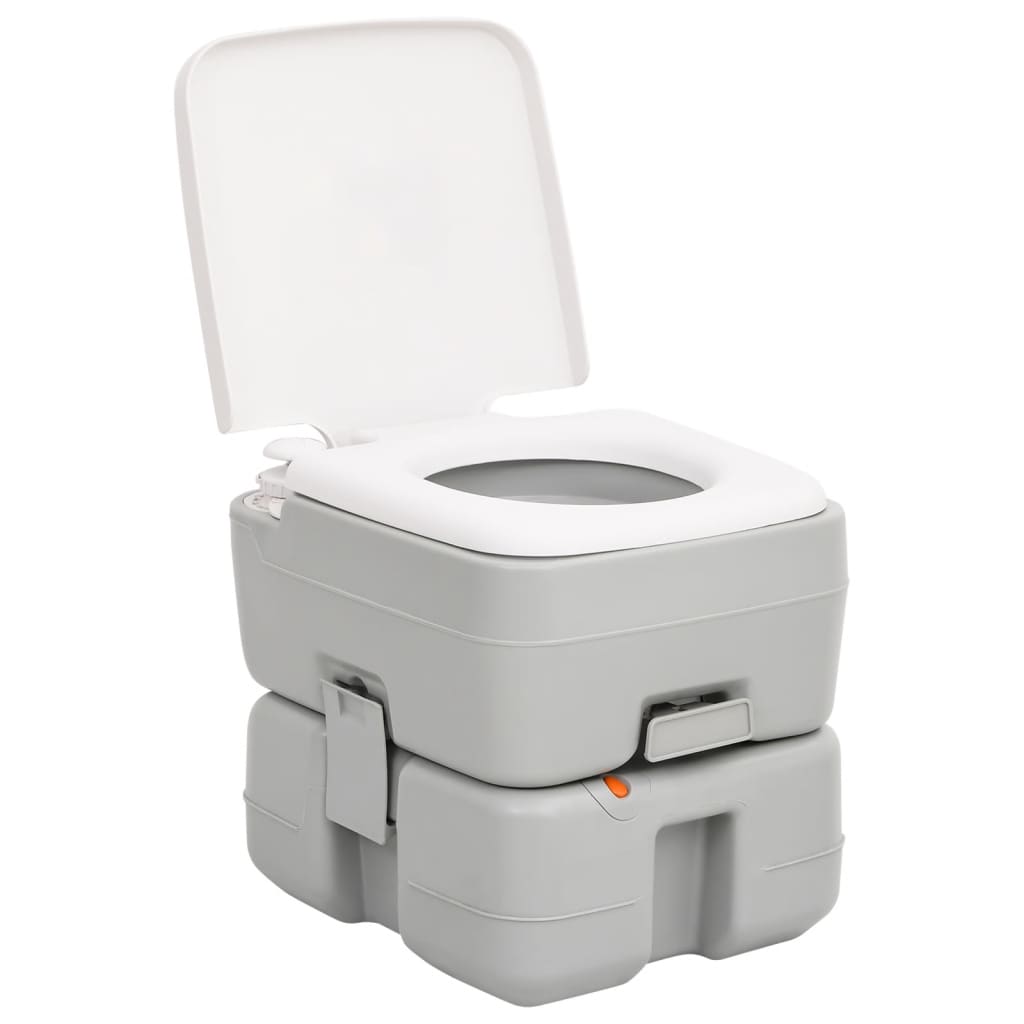 Vidaxl Camping Toilet Portable 15 + 10 L HDPE Gris et blanc