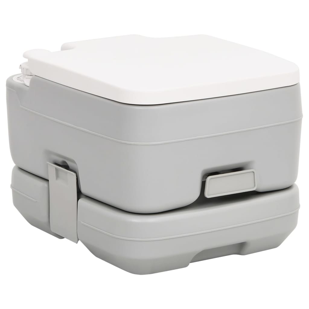 Vidaxl Camping Toilet Portable 10 + 10 L HDPE Gris et blanc