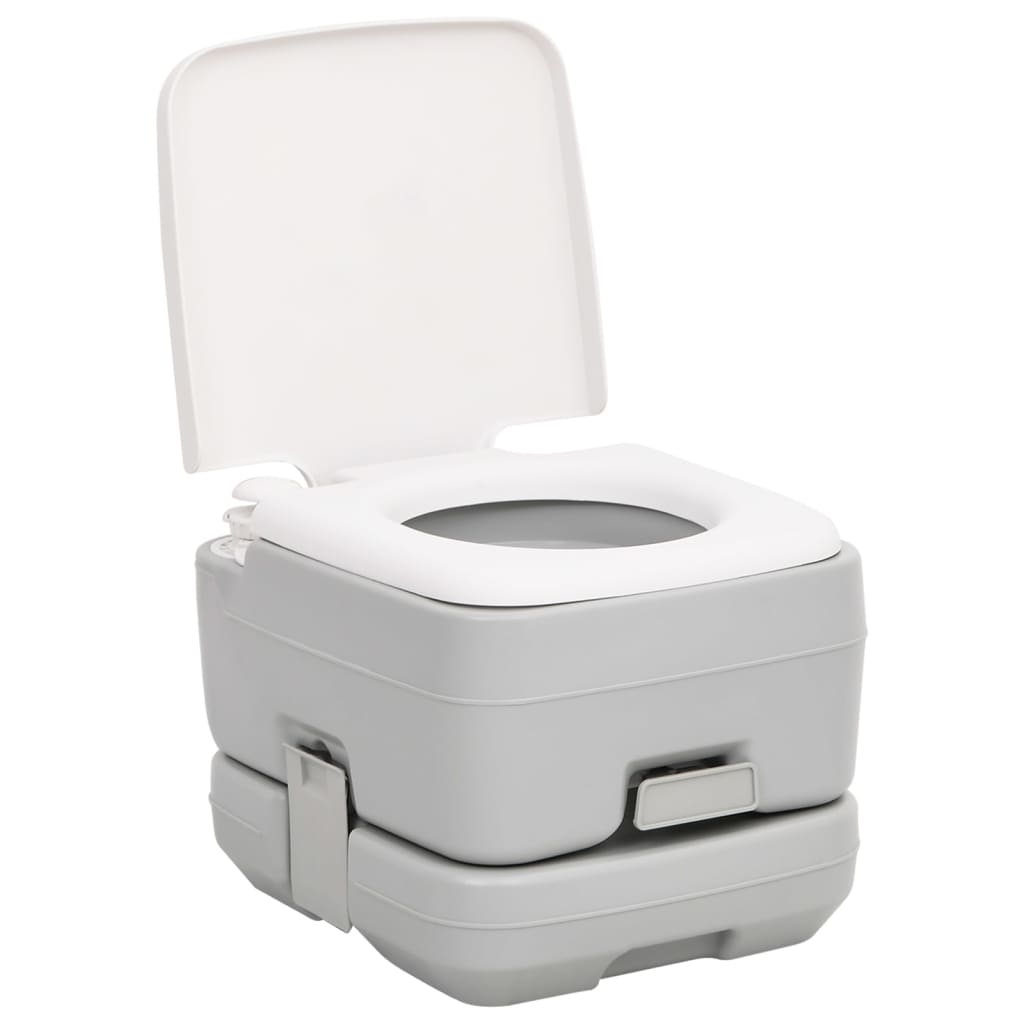 Vidaxl Camping Toilet Portable 10 + 10 L HDPE Gris et blanc