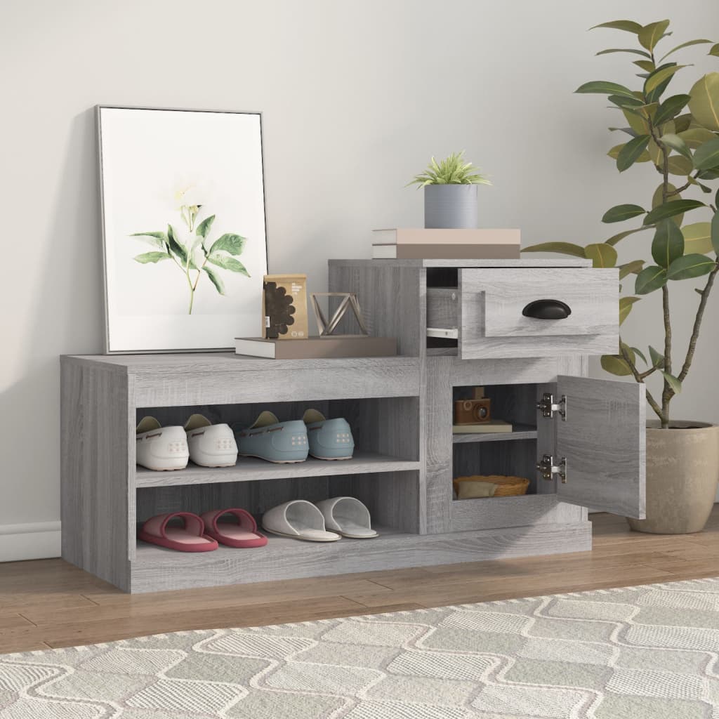 Vidaxl Shoe Cabinet 100x42x60 cm Property Wood Grey Sonoma Oak Color