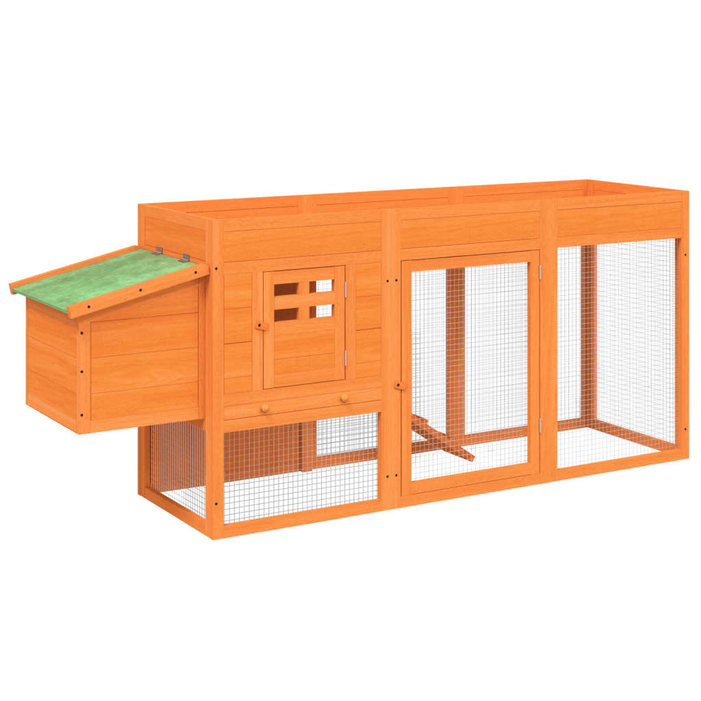 Vidaxl Chicken Coop 204x50x84 cm Solid fyrretræbrun