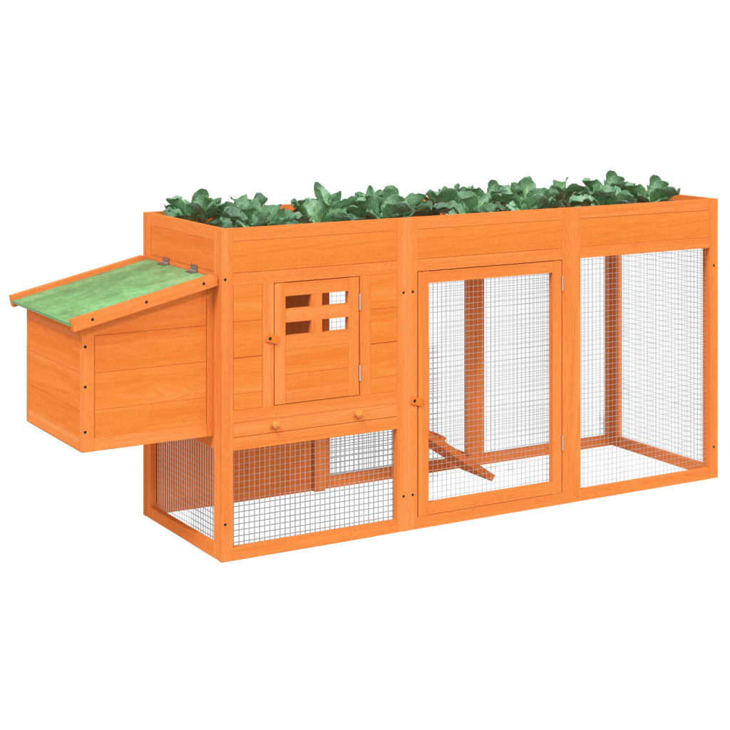 Vidaxl Chicken Coop 204x50x84 cm Solid fyrretræbrun