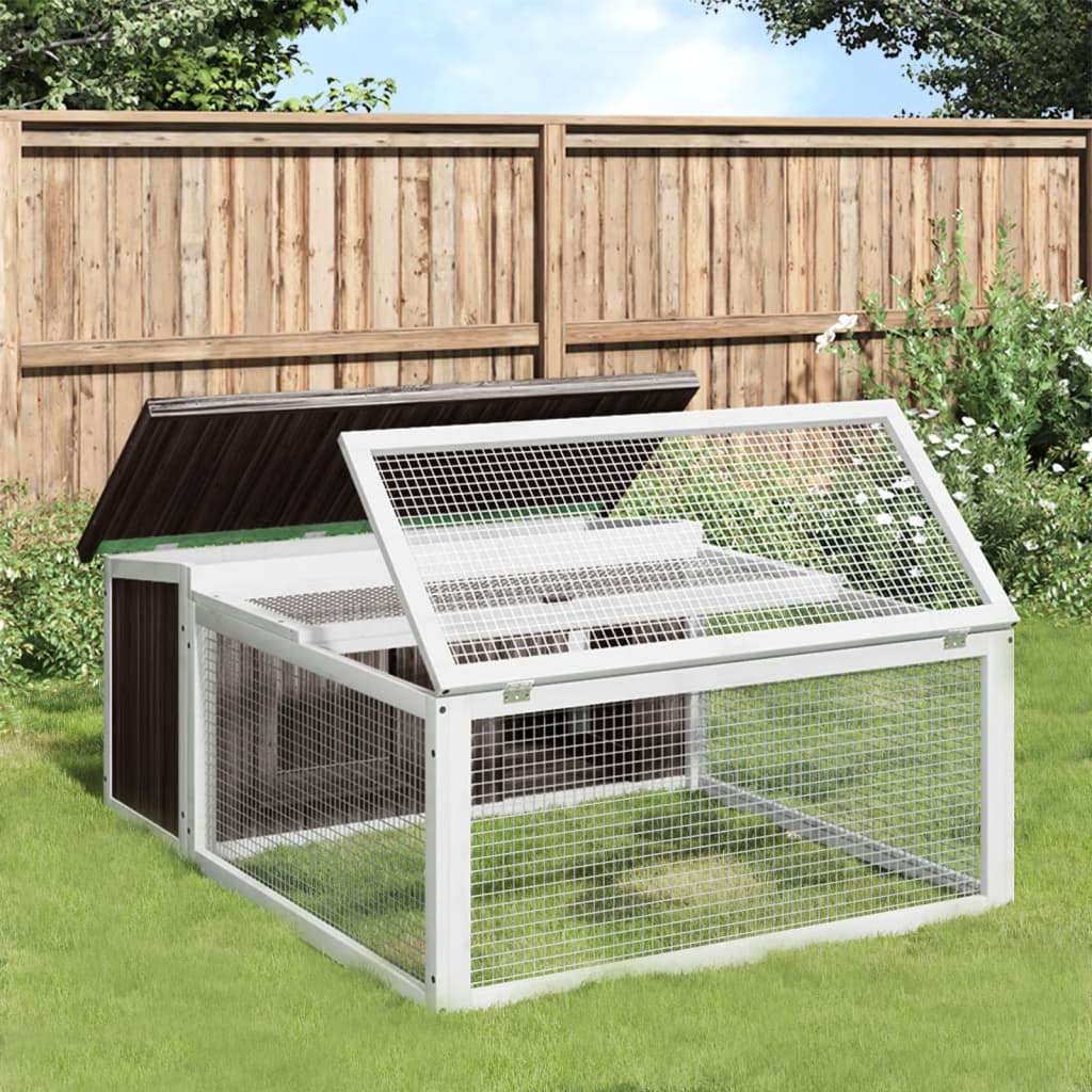 Vidaxl Rabbit Hutch 117.5x97x47,5 cm grigio grigio in pino solido