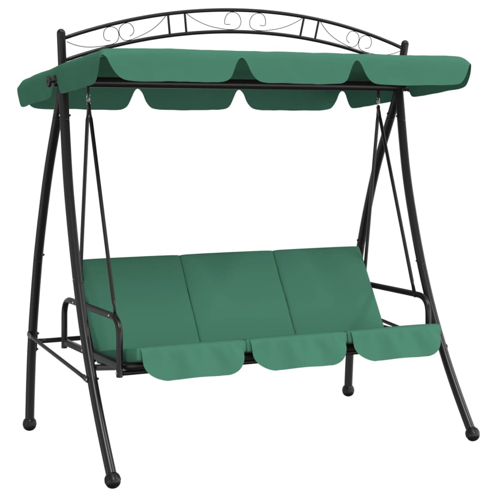 VidaXL Swing bench with awning 198 cm fabric and steel green