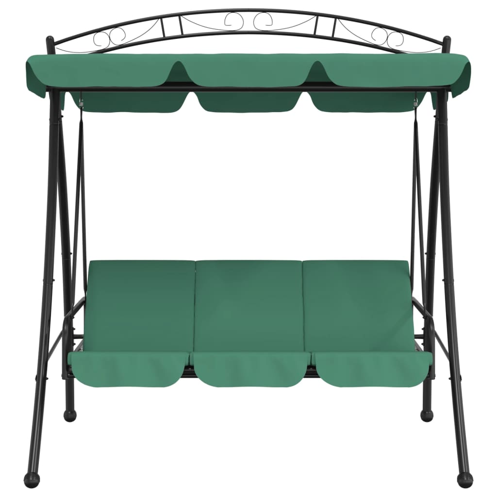 VidaXL Swing bench with awning 198 cm fabric and steel green