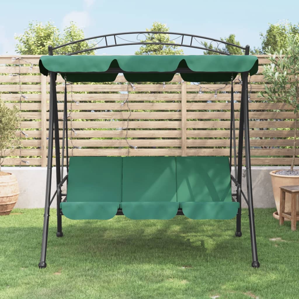 VidaXL Swing bench with awning 198 cm fabric and steel green