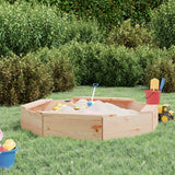 Vidaxl sandpit with benches octagonal solid pine