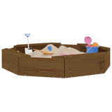 Vidaxl sandbox with benches octagonal solid pine honey brown