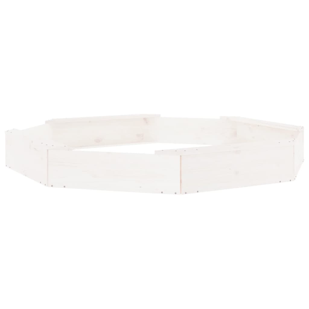 Vidaxl sandbox with benches octagonal solid pine white