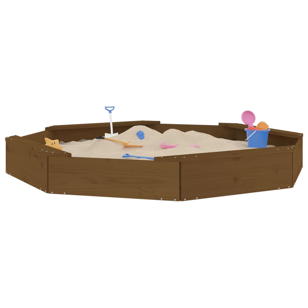 Vidaxl sandbox with benches octagonal solid pine honey brown