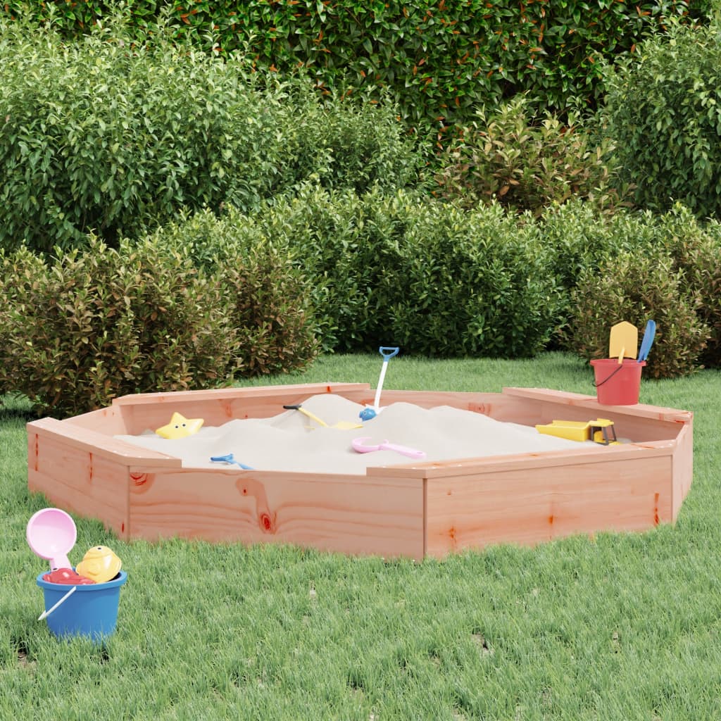 VidaXL sandpit with benches octagonal solid douglashout