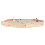 Vidaxl sandpit with benches octagonal solid pine