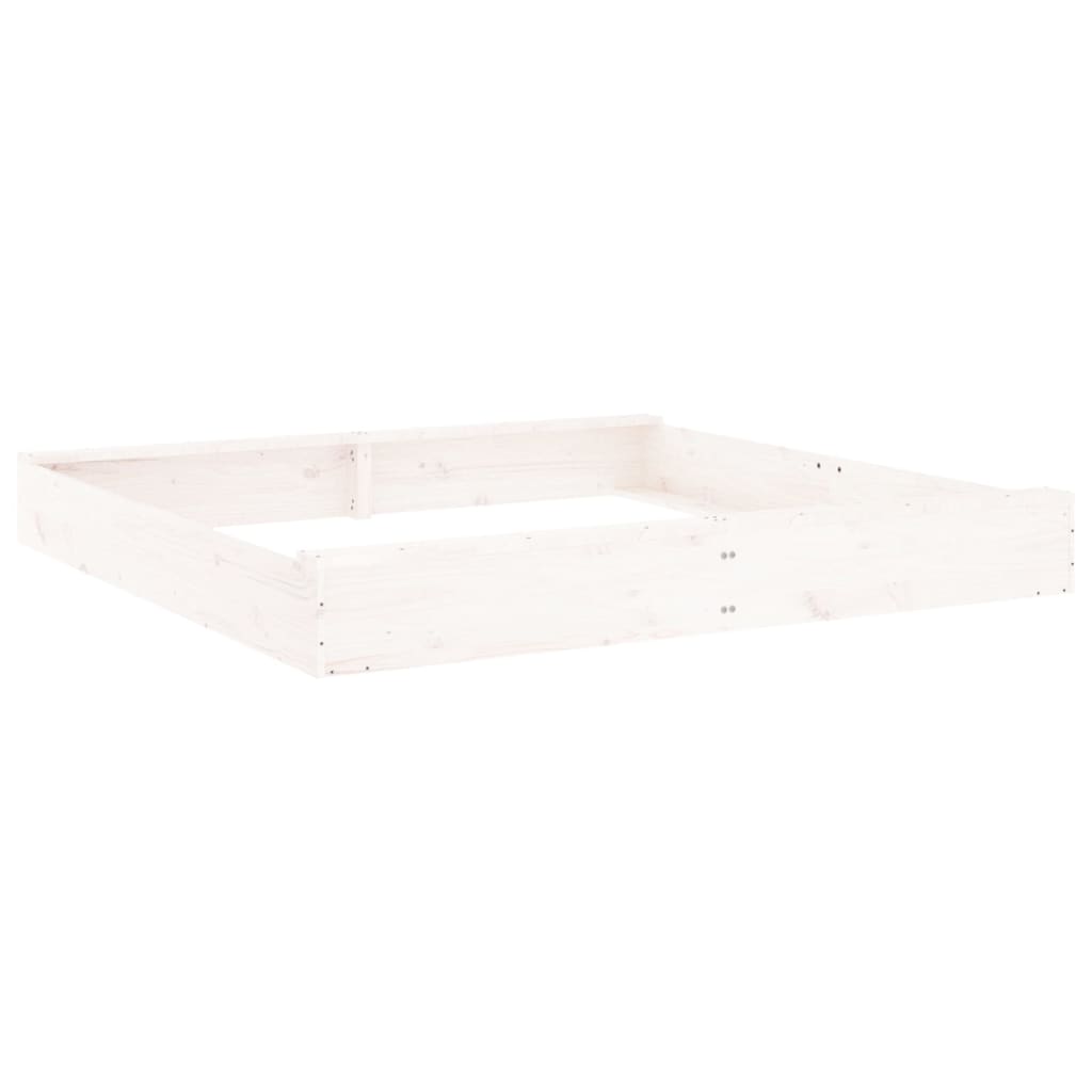 Vidaxl sandbox with benches square solid pine white