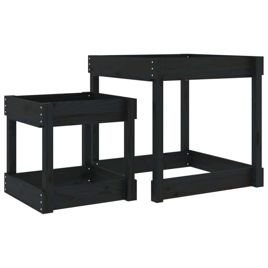 Tablas de arena Vidaxl 2 PCS Pino sólido Negro Negro