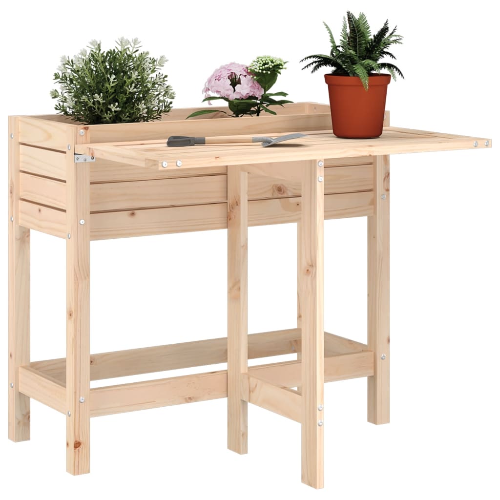 Vidaxl Planter with folding table top Solid pine