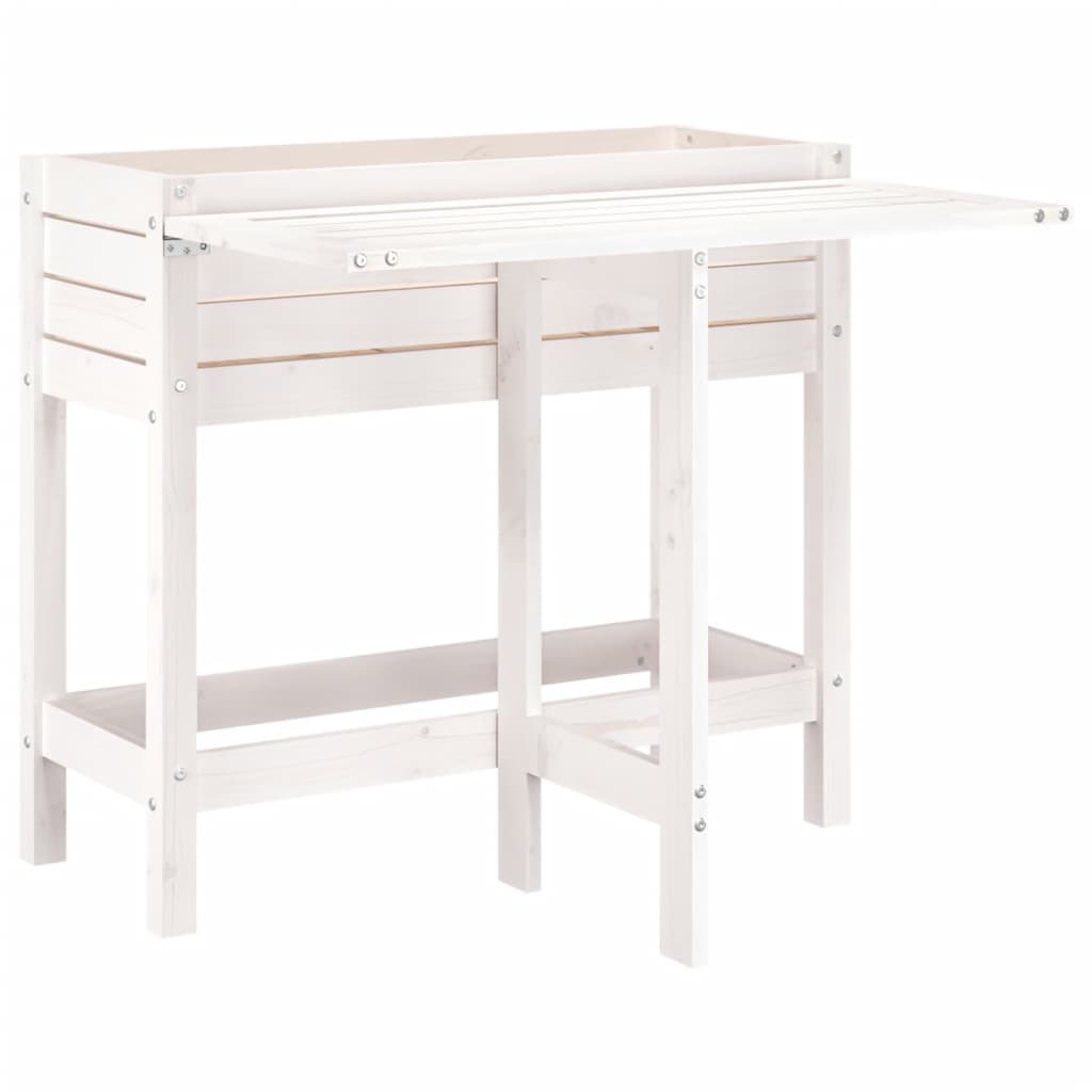 VidaXL Planter with folding table top Solid pine white