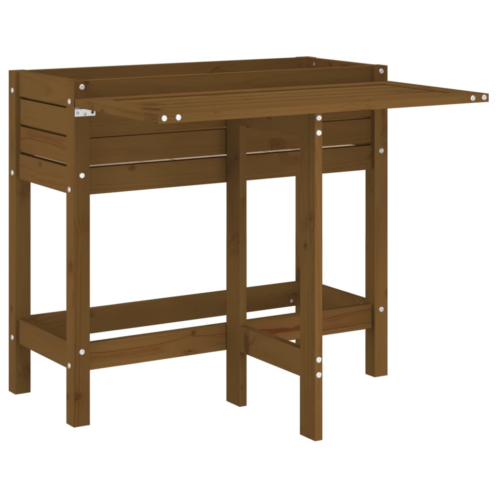 VidaXL Planter with folding table top Pine wood Honey brown