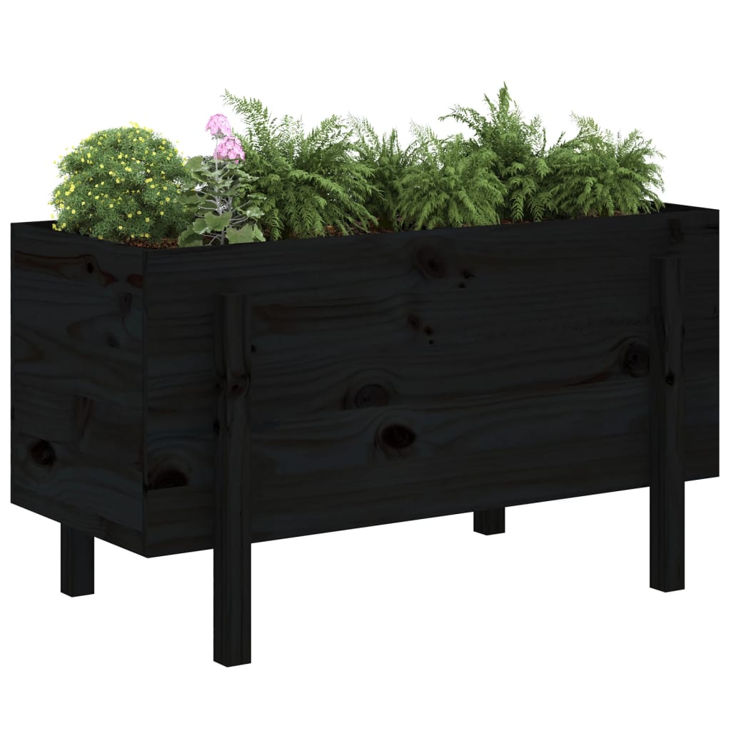 Vidaxl Planter hevet 101x50x57 cm solid furu svart