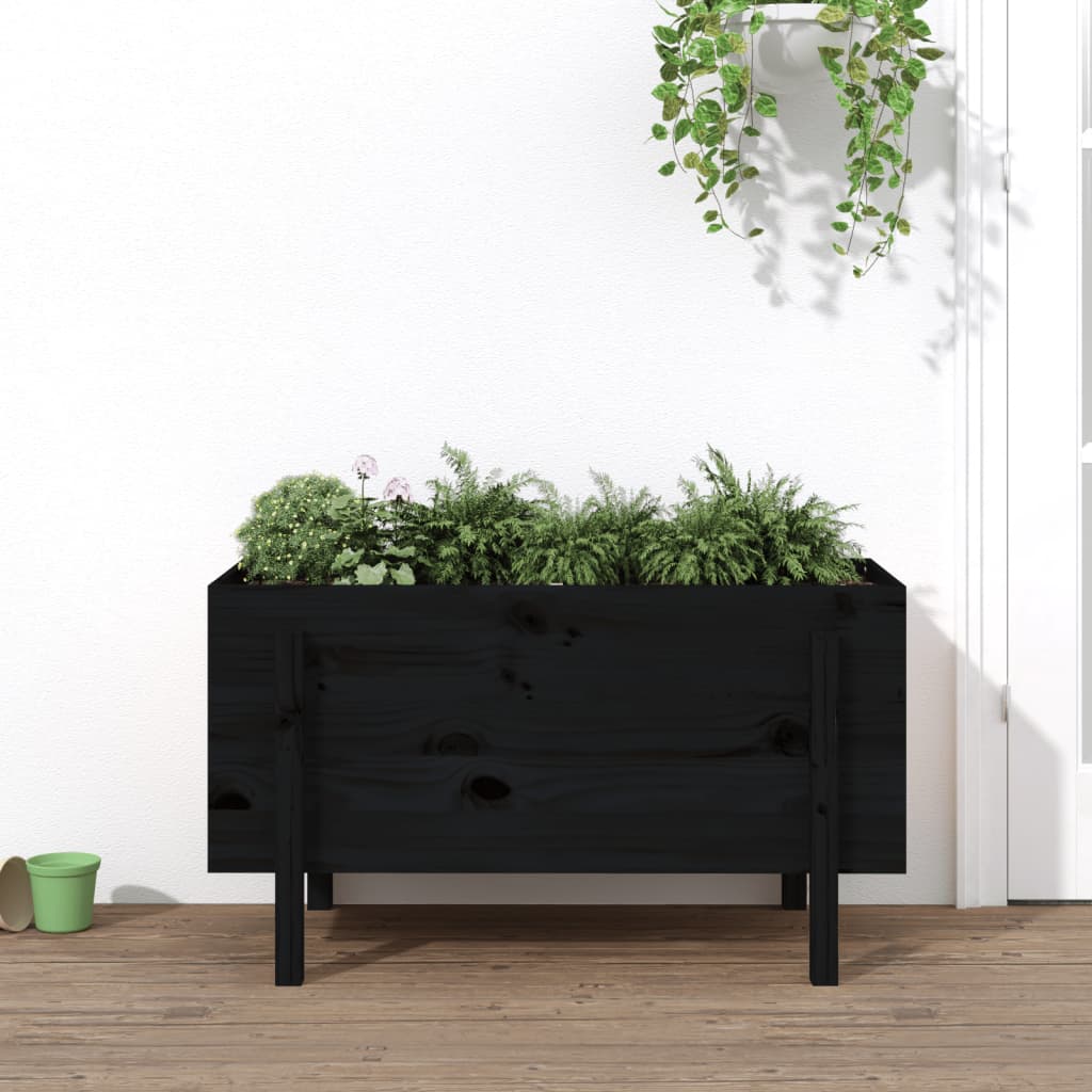 Vidaxl Planter hevet 101x50x57 cm solid furu svart