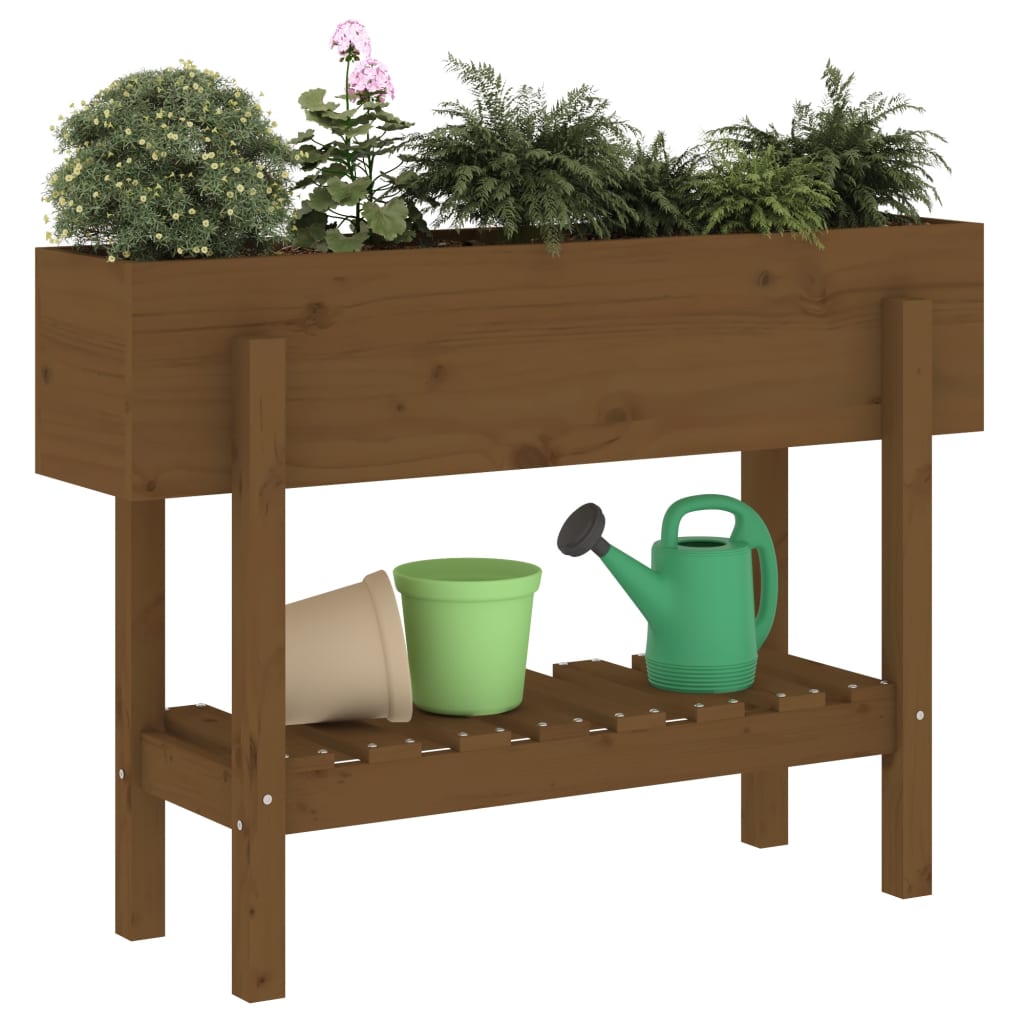 Vidaxl Planter zvedl 101x30x69 cm pevné borovice med hnědá