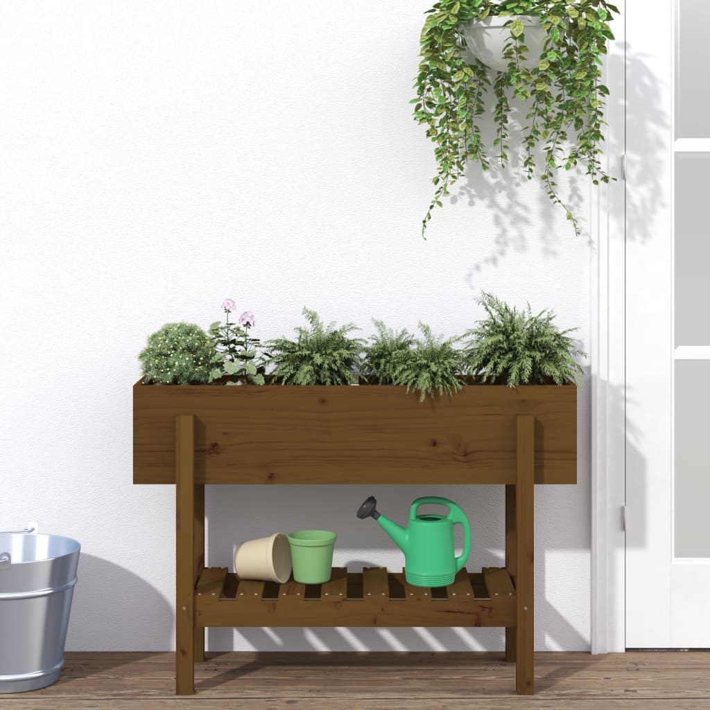 Vidaxl Planter zvedl 101x30x69 cm pevné borovice med hnědá