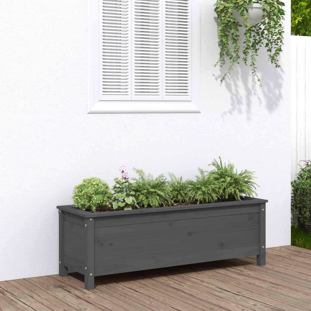 VidaXL Planter raised 119.5x40x39 cm Solid pine Gray