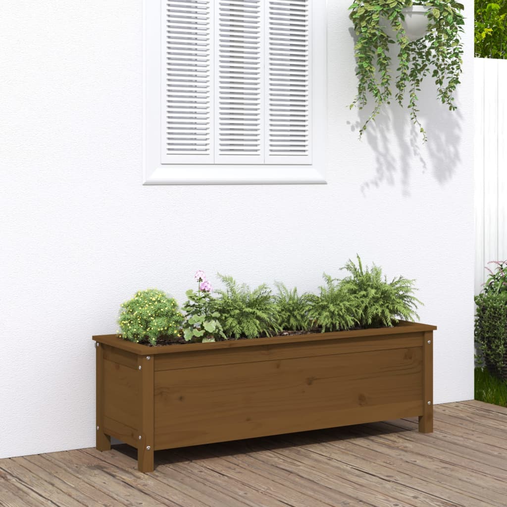 Vidaxl Planter élevé 119.5x40x39 cm en pin solide brun miel