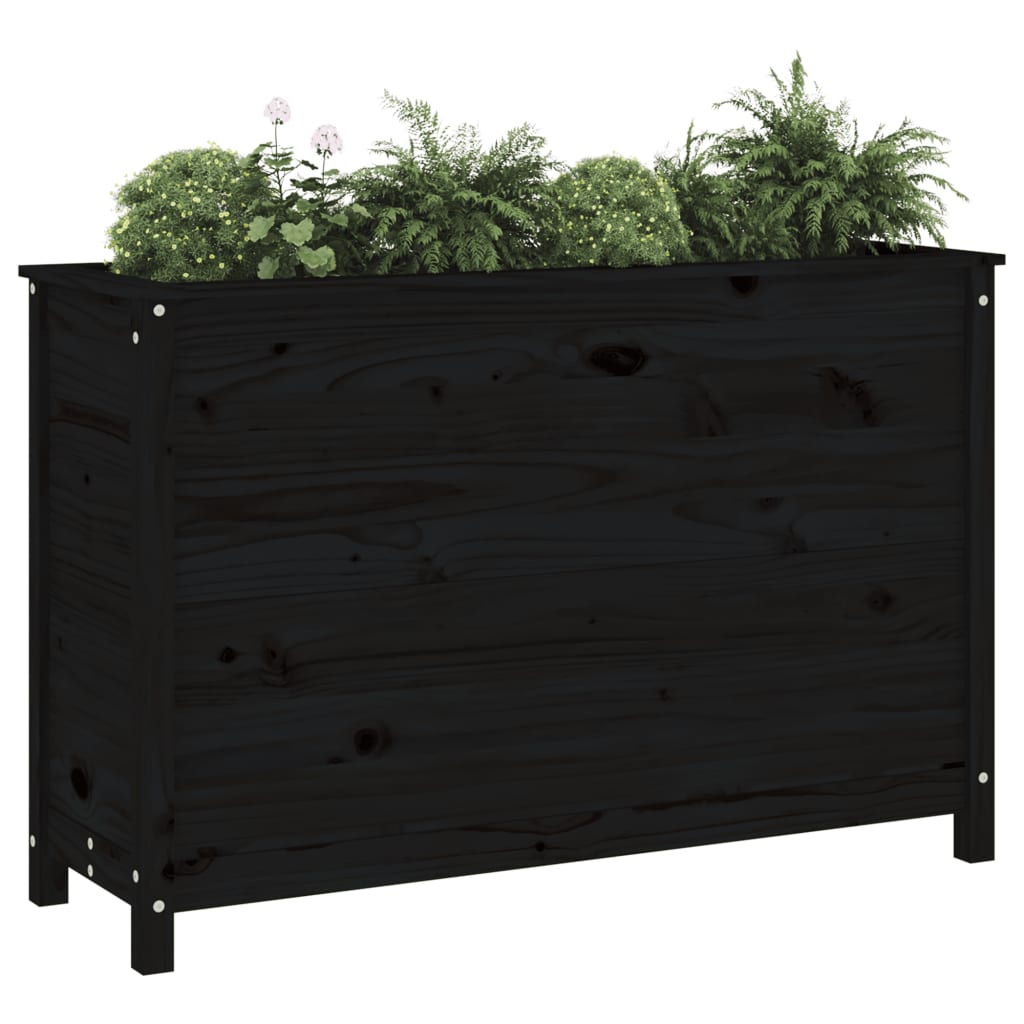 Vidaxl Planter hevet 119,5x40x78 cm solid furu svart