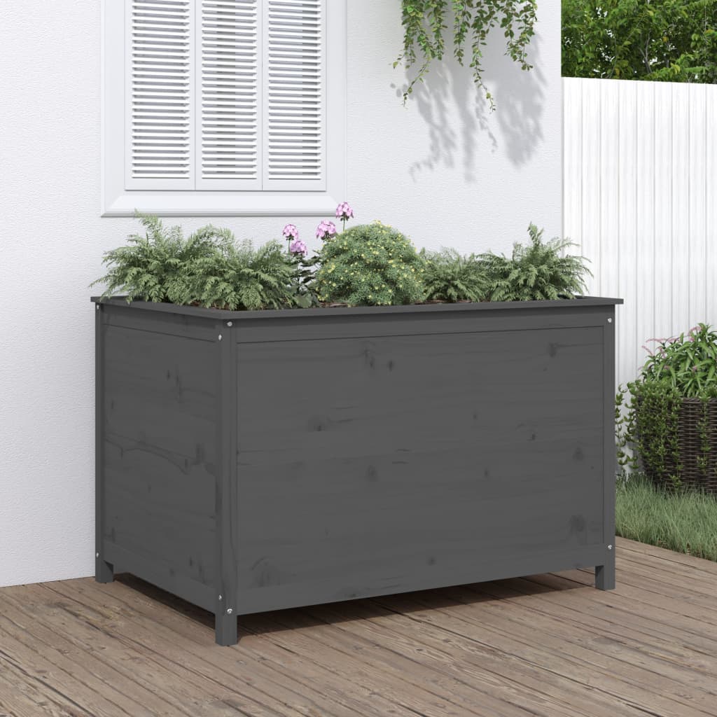 Vidaxl Planter hevet 119,5x82,5x78 cm fast furugrå grå